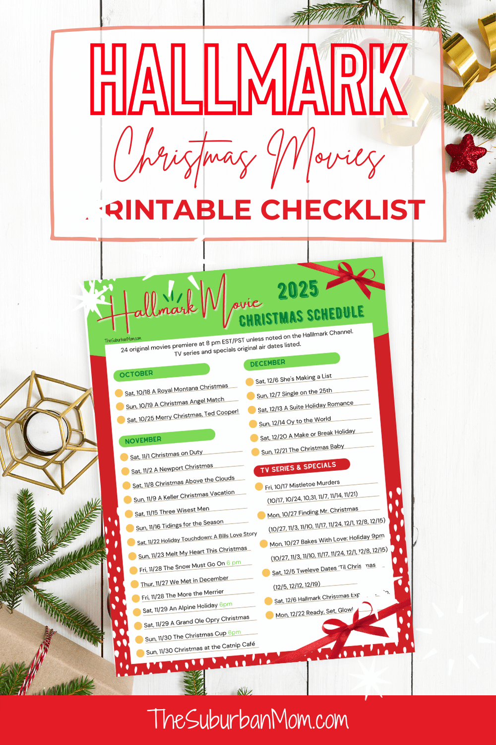 hallmark christmas movie 2025 schedule checklist – free printable